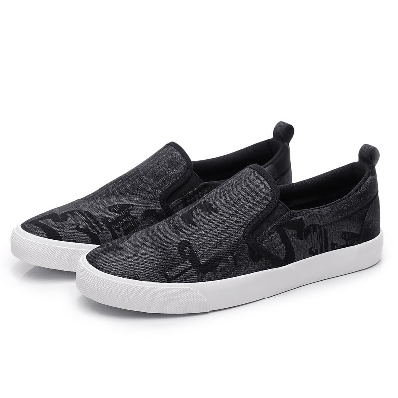 Män Canvas Andas Slip On Comfy Casual Court Flat Skor