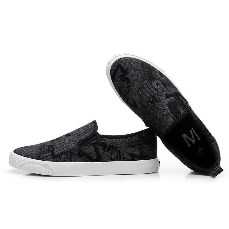 Män Canvas Andas Slip On Comfy Casual Court Flat Skor