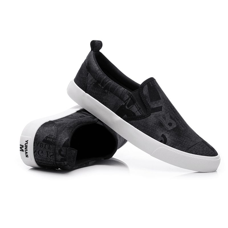 Män Canvas Andas Slip On Comfy Casual Court Flat Skor