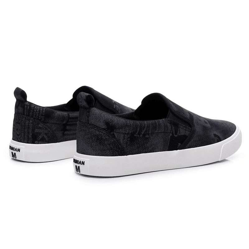 Män Canvas Andas Slip On Comfy Casual Court Flat Skor