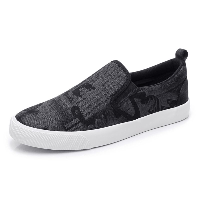 Män Canvas Andas Slip On Comfy Casual Court Flat Skor