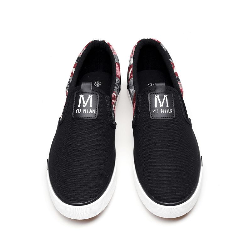 Män Canvas Andas Slip On Halkfria Mjuka Casual Court Skor