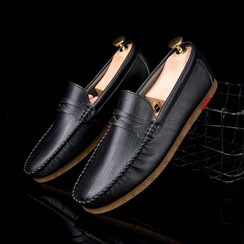 Män Microfiber Andas Bekväma Botten Slip On Driving Loafers Casual Läderskor