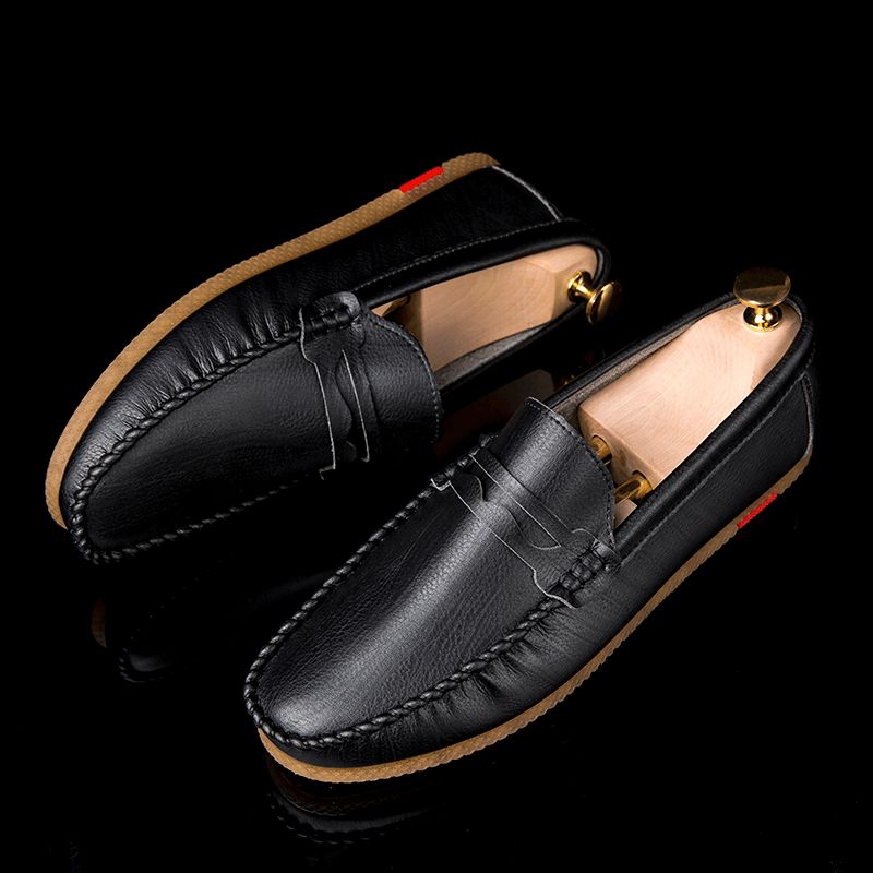 Män Microfiber Andas Bekväma Botten Slip On Driving Loafers Casual Läderskor