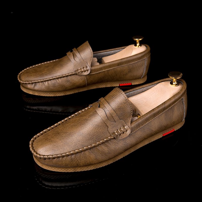 Män Microfiber Andas Bekväma Botten Slip On Driving Loafers Casual Läderskor