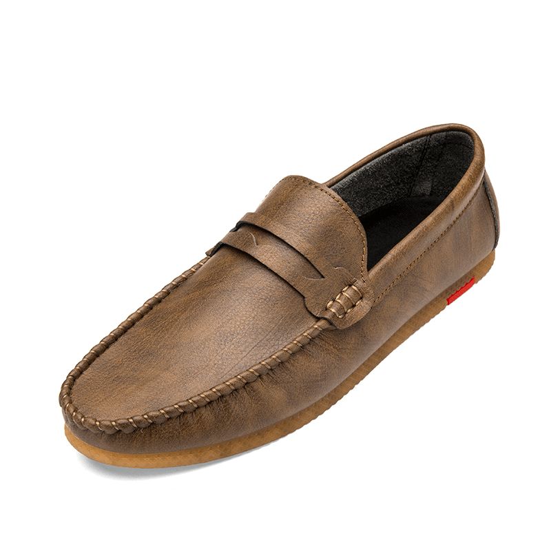 Män Microfiber Andas Bekväma Botten Slip On Driving Loafers Casual Läderskor