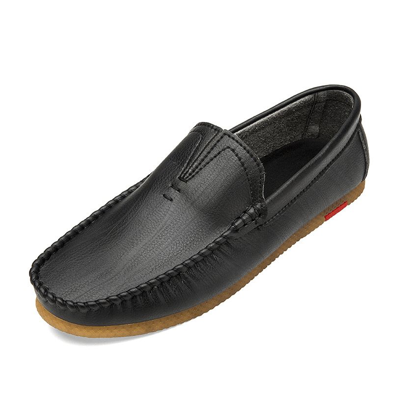 Män Mikrofiber Andas Bekväm Bottom Slip On Driving Casual Leather Loafers Skor