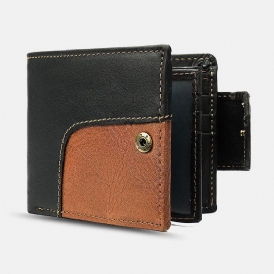 Herr Äkta Läder Bifold Rfid Anti-Stöld Multi-Card Slot Retro Casual Korthållare Myntplånbok