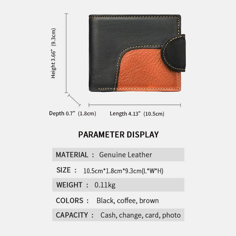 Herr Äkta Läder Bifold Rfid Anti-Stöld Multi-Card Slot Retro Casual Korthållare Myntplånbok