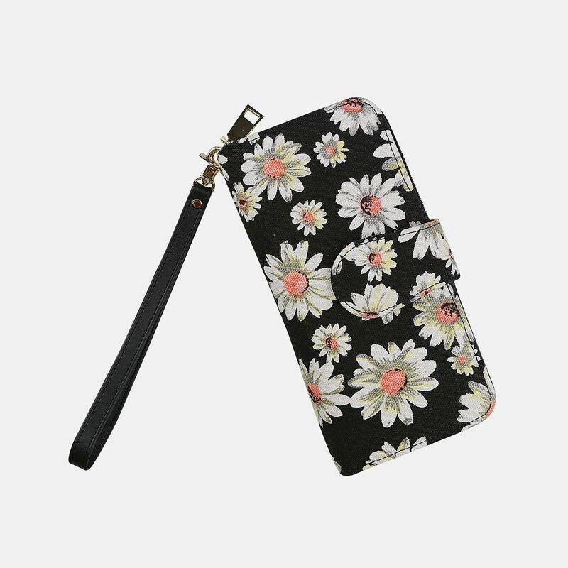 Kvinnor Canvas Bohemian Style Printing Long Clutch Plånbok