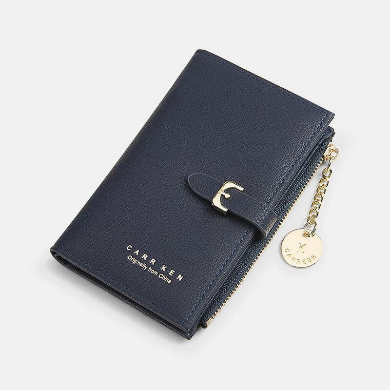 Kvinnor Pu-Läder Tunn Enfärgad Bifold Card Holder-Plånbok