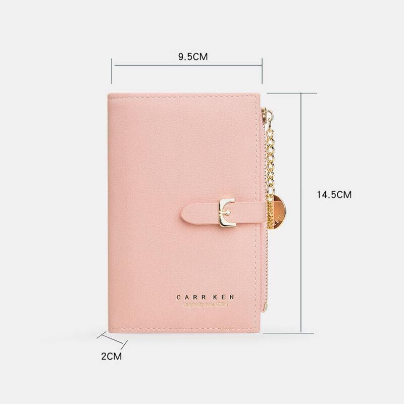 Kvinnor Pu-Läder Tunn Enfärgad Bifold Card Holder-Plånbok