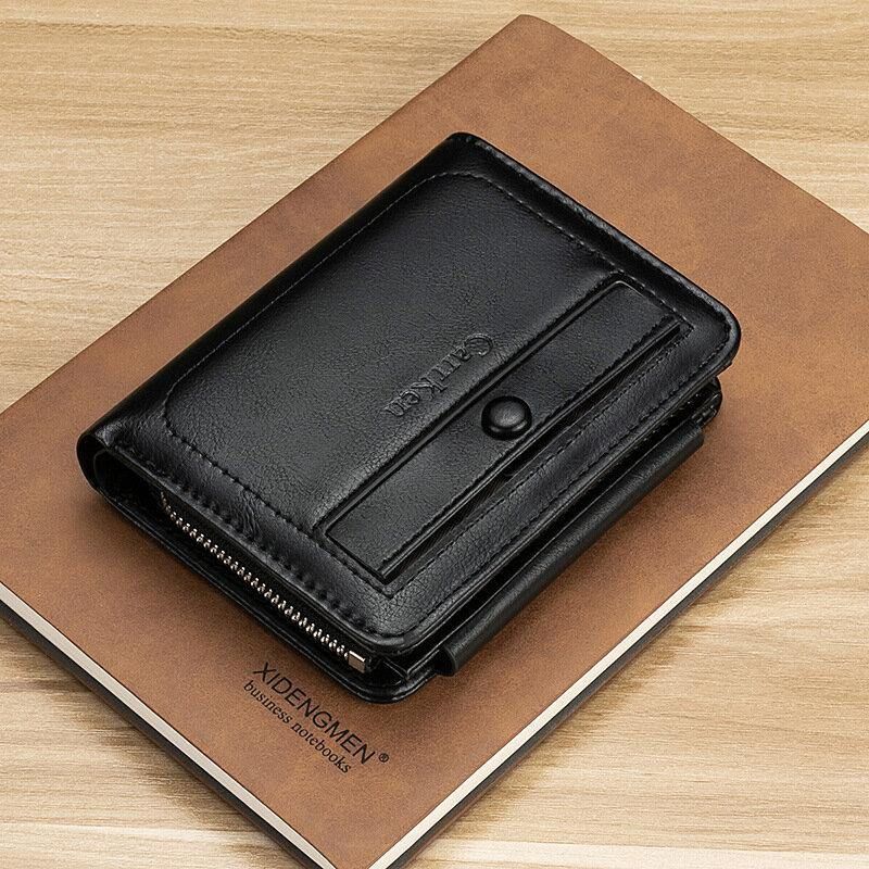 Män Faux Leather Retro Business Trifold Multi-Slot Card Holder Plånbok