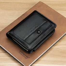 Män Faux Leather Retro Business Trifold Multi-Slot Card Holder Plånbok