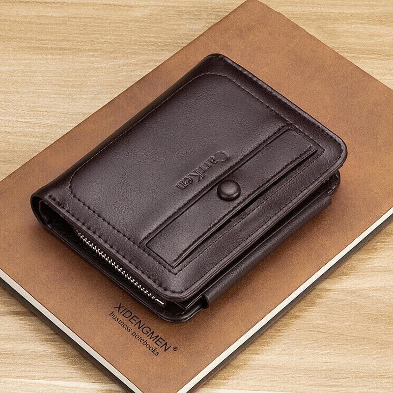 Män Faux Leather Retro Business Trifold Multi-Slot Card Holder Plånbok