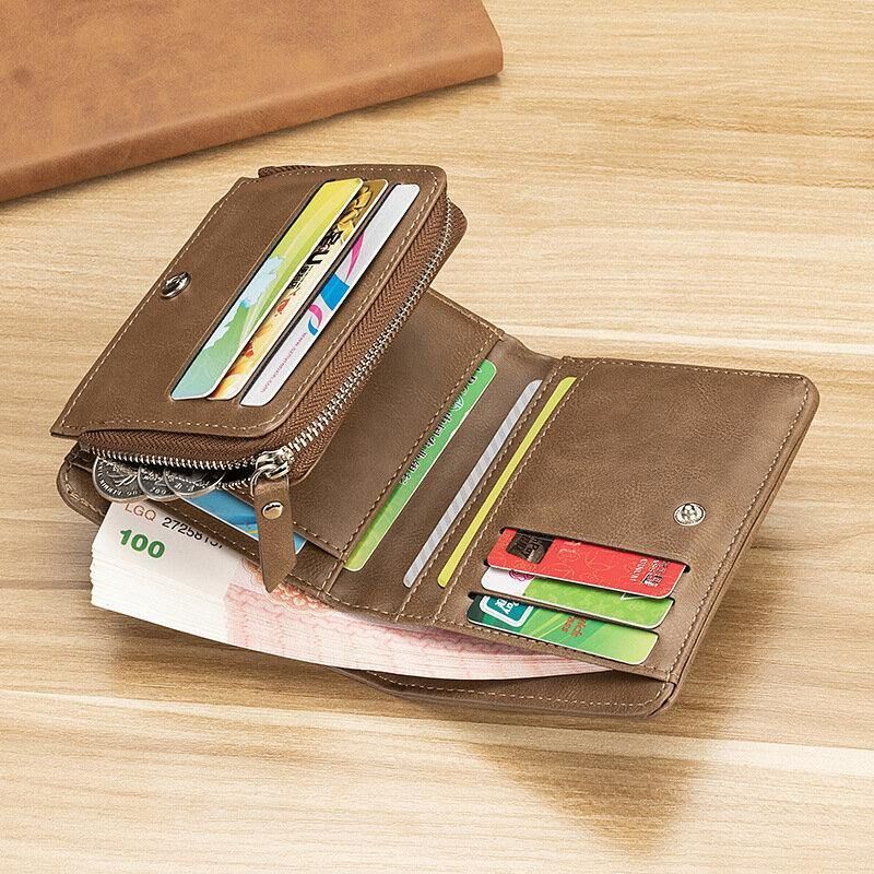 Män Faux Leather Retro Business Trifold Multi-Slot Card Holder Plånbok