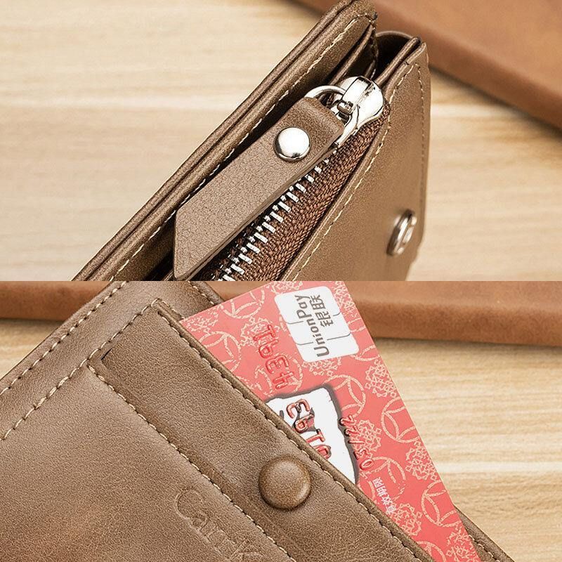 Män Faux Leather Retro Business Trifold Multi-Slot Card Holder Plånbok