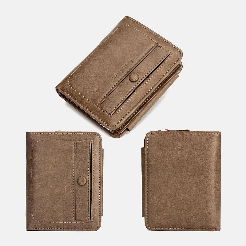 Män Faux Leather Retro Business Trifold Multi-Slot Card Holder Plånbok