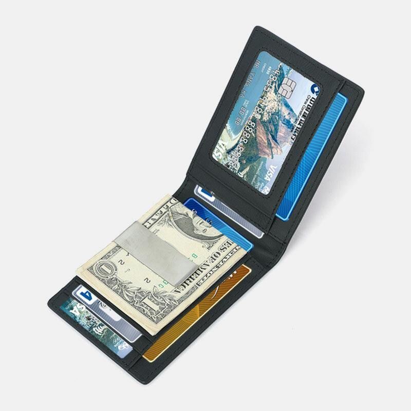 Män Multifunction Business Rfid Kolfiber Us Dollar Clip Card Trade Short Multi-Card Slots Plånbok