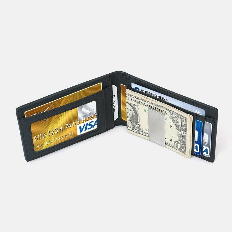 Män Multifunction Business Rfid Kolfiber Us Dollar Clip Card Trade Short Multi-Card Slots Plånbok