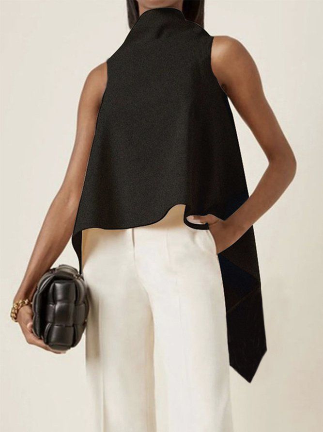 Elegant Turtleneck Shift Solid Top