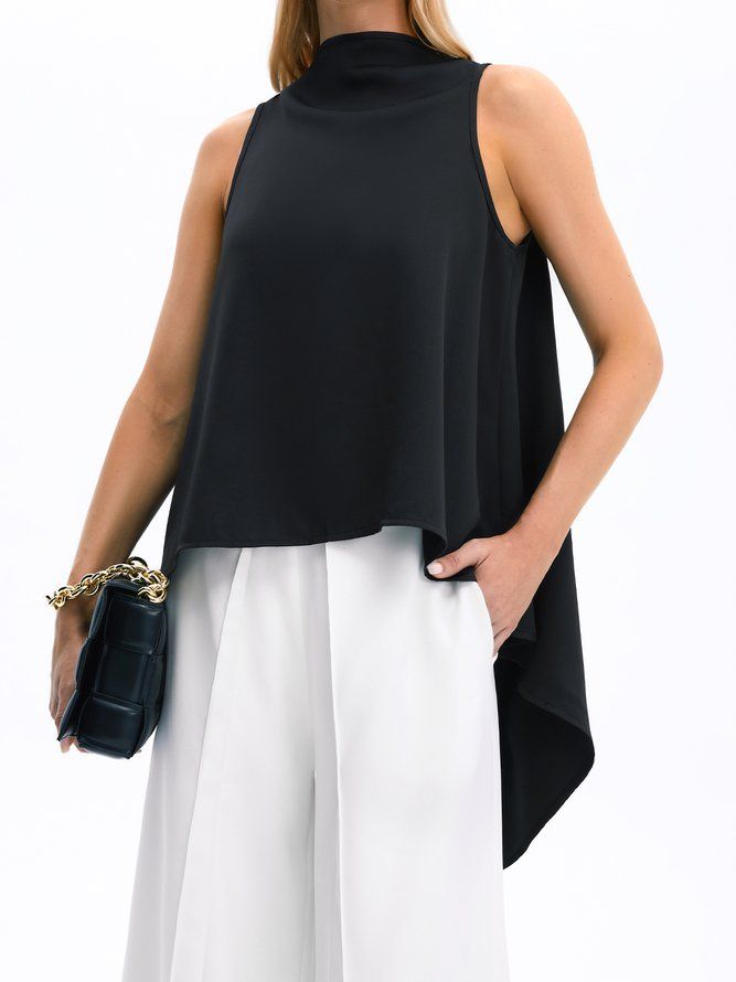 Elegant Turtleneck Shift Solid Top