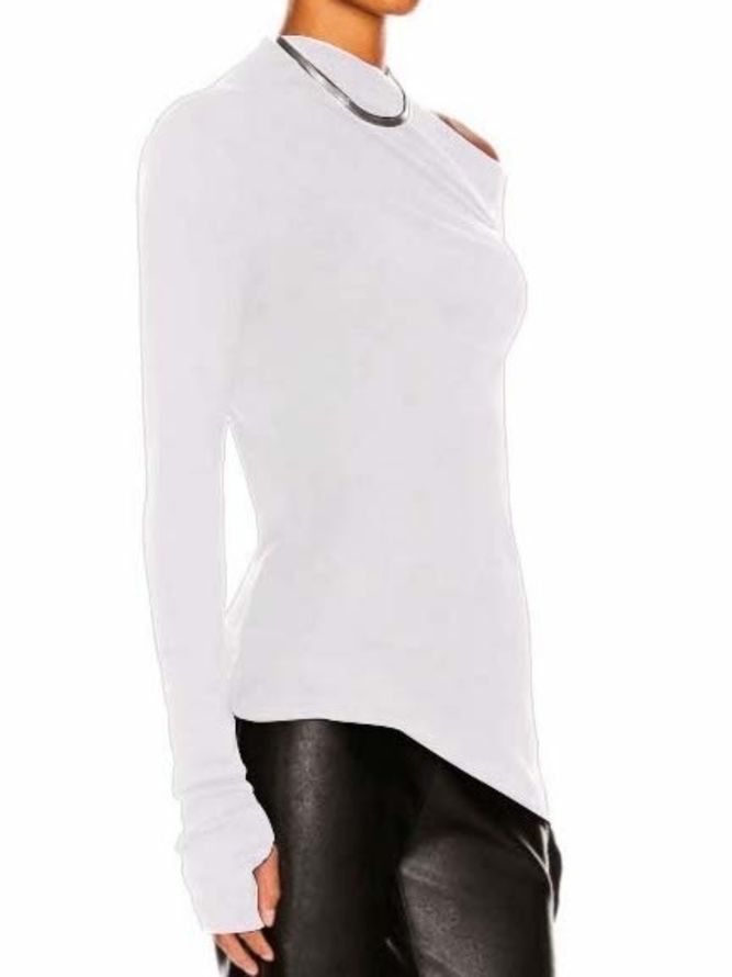 Höst One Shoulder Cotton Skinny Elegant Simple Lady Toppar