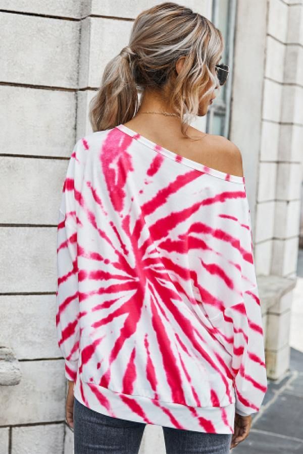 Tie Dye Off Shoulder Boat Neck Top