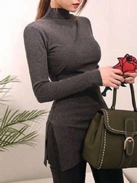 Tight Turtleneck Enkel Långärmad Topp