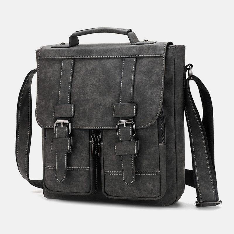 Herr Pu-Läder Flerfickor Vintage Casual Vattentät Crossbody-Väskor Som Andas Axelväskor