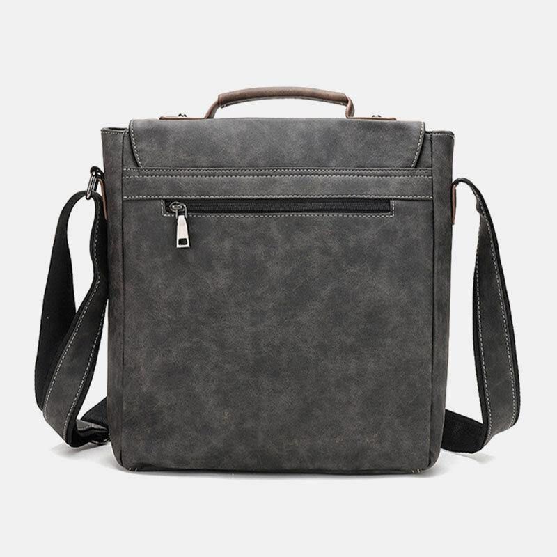 Herr Pu-Läder Flerfickor Vintage Casual Vattentät Crossbody-Väskor Som Andas Axelväskor