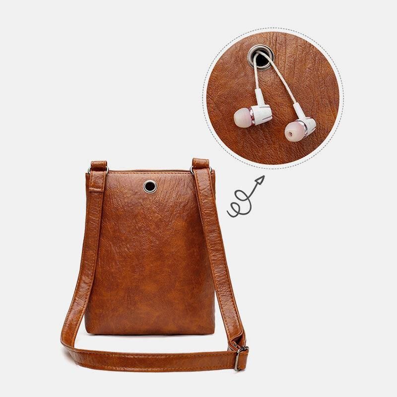 Kvinna Konstläder Retro Enkel Mjuk 6.3 Tums Telefonväska Med Flera Fickor Axelväska Crossbody-Väska