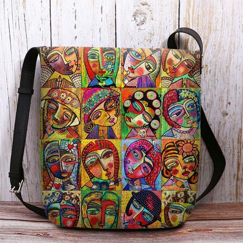 Kvinnor Filt Flerfärgad Tecknad Figur Print Crossbody Bag Axelväska