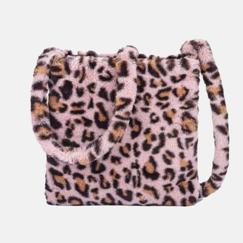 Kvinnor Kändes Mjukt Leopardmönster Söt Casual Personality Axelväska Crossbody-Väska