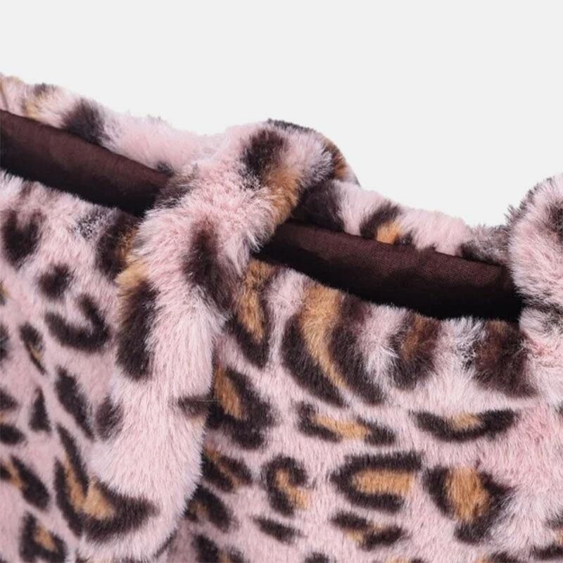 Kvinnor Kändes Mjukt Leopardmönster Söt Casual Personality Axelväska Crossbody-Väska