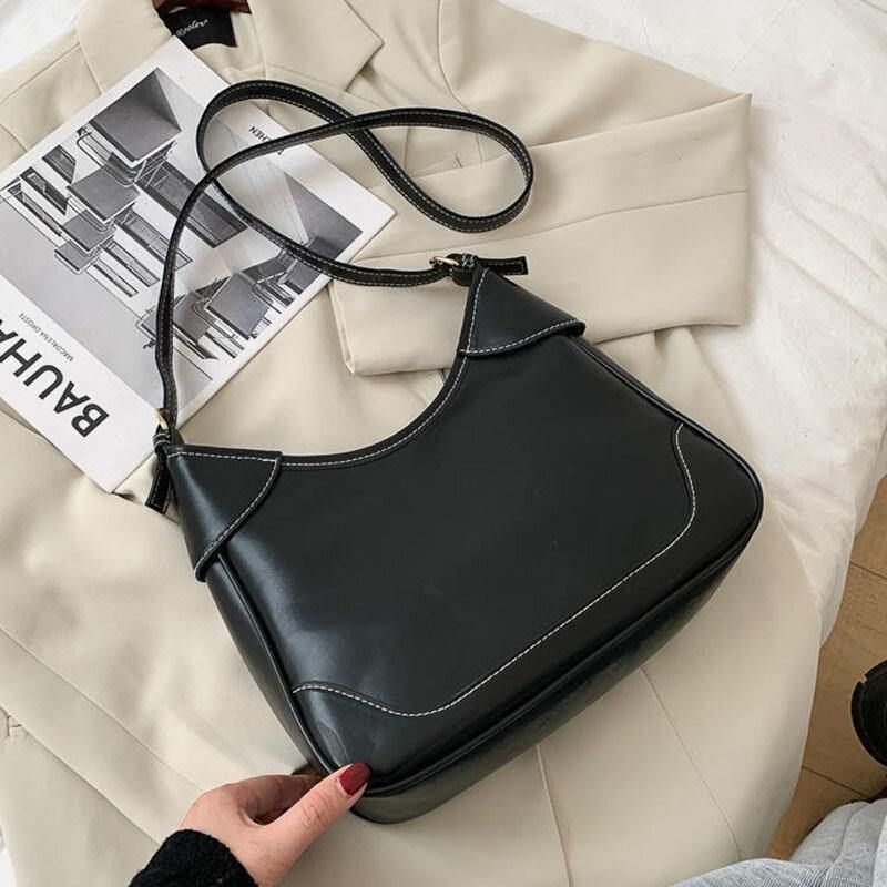 Kvinnor Konstläder Med Stor Kapacitet Retro Casual Brief Axelväska Crossbody Bag