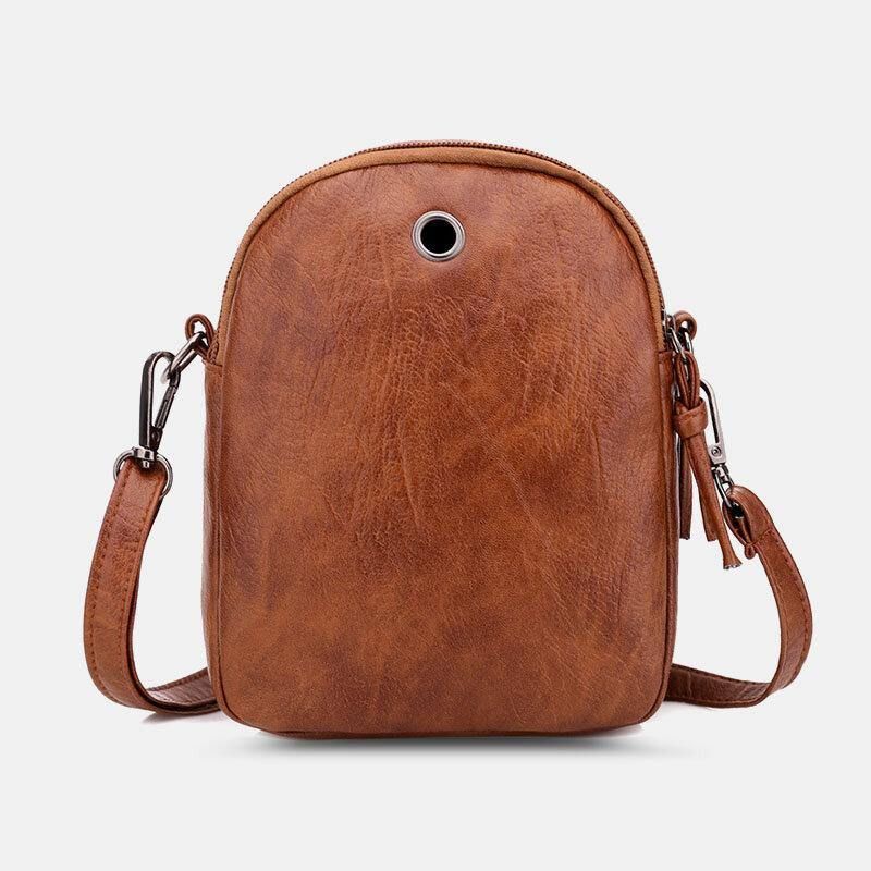 Kvinnor Pu-Läder Argyle Mönster Hörlurshål Casual 6.3 Tums Telefonväska Crossbody-Väskor Axelväska