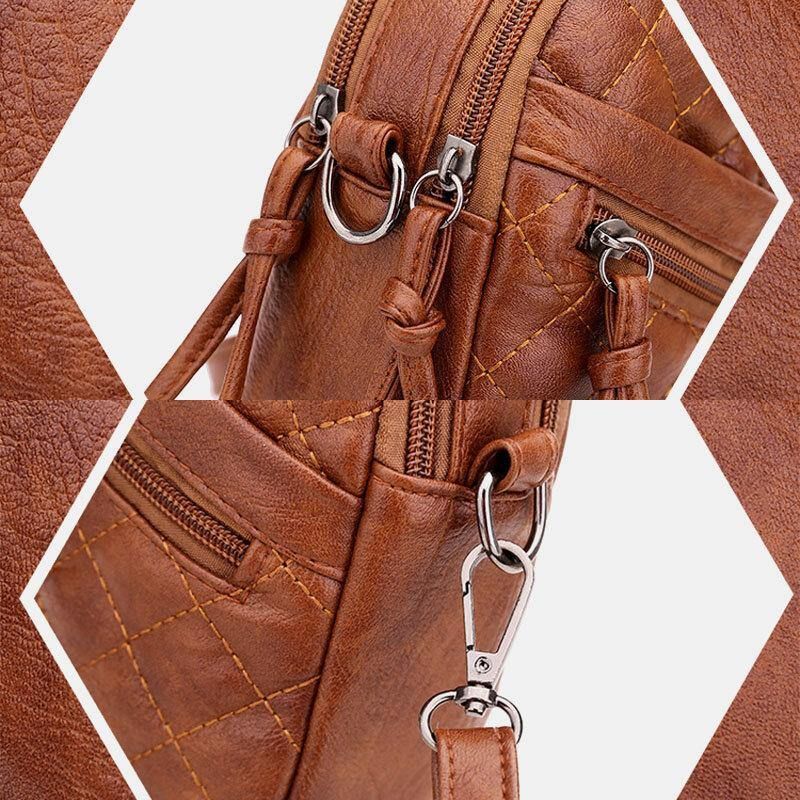 Kvinnor Pu-Läder Argyle Mönster Hörlurshål Casual 6.3 Tums Telefonväska Crossbody-Väskor Axelväska