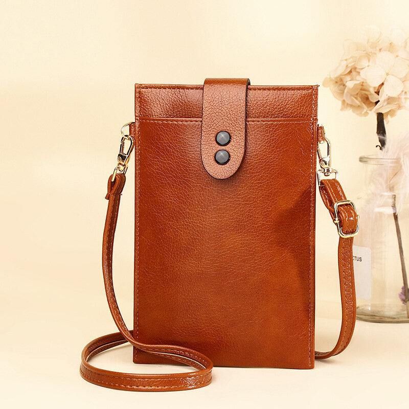 Kvinnor Pu Läder Retro 6.3 Tums Telefonväska Mini Multi-Card Slot Crossbody Väskor Axelväska