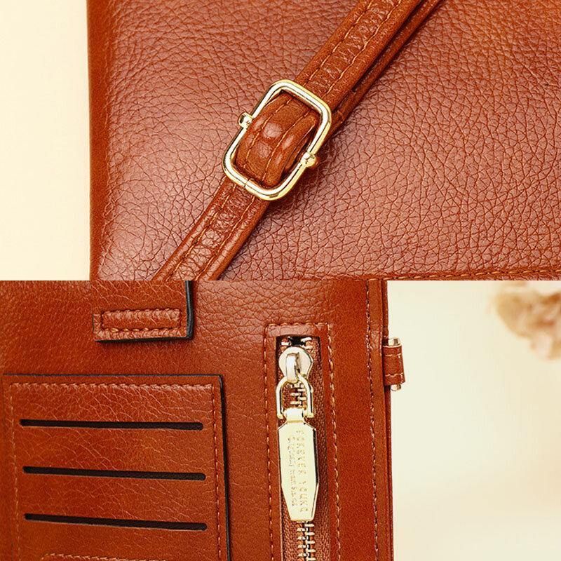 Kvinnor Pu Läder Retro 6.3 Tums Telefonväska Mini Multi-Card Slot Crossbody Väskor Axelväska