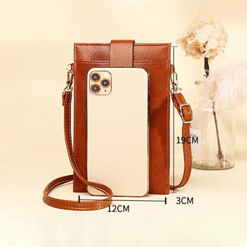 Kvinnor Pu Läder Retro 6.3 Tums Telefonväska Mini Multi-Card Slot Crossbody Väskor Axelväska