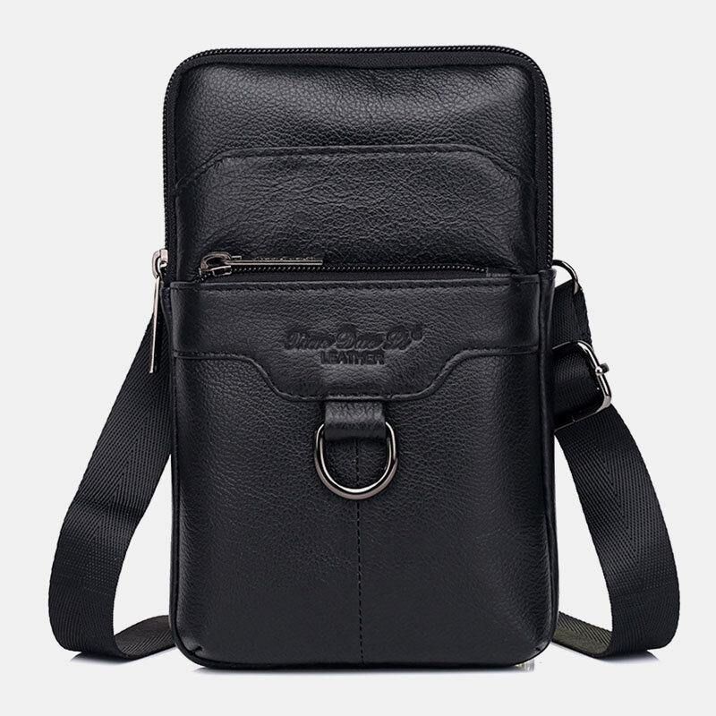 Män Äkta Läder Kohud Vintage Business 6.5 Tums Telefonväska Crossbody-Väska Midjeväska Slingväska