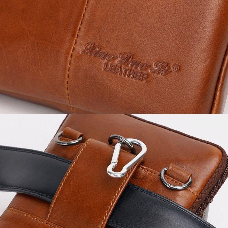 Män Äkta Läder Kohud Vintage Business 6.5 Tums Telefonväska Crossbody-Väska Midjeväska Slingväska