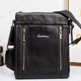 Män Äkta Läder Koläder Anti-Stöld Crossbody Bag Axelväska