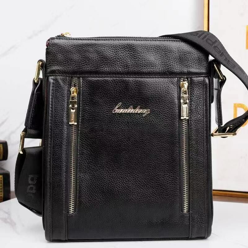 Män Äkta Läder Koläder Anti-Stöld Crossbody Bag Axelväska