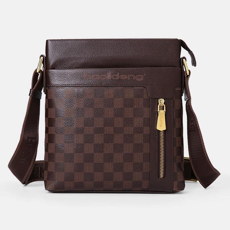 Män Äkta Läder Koläder Anti-Stöld Crossbody Bag Axelväska