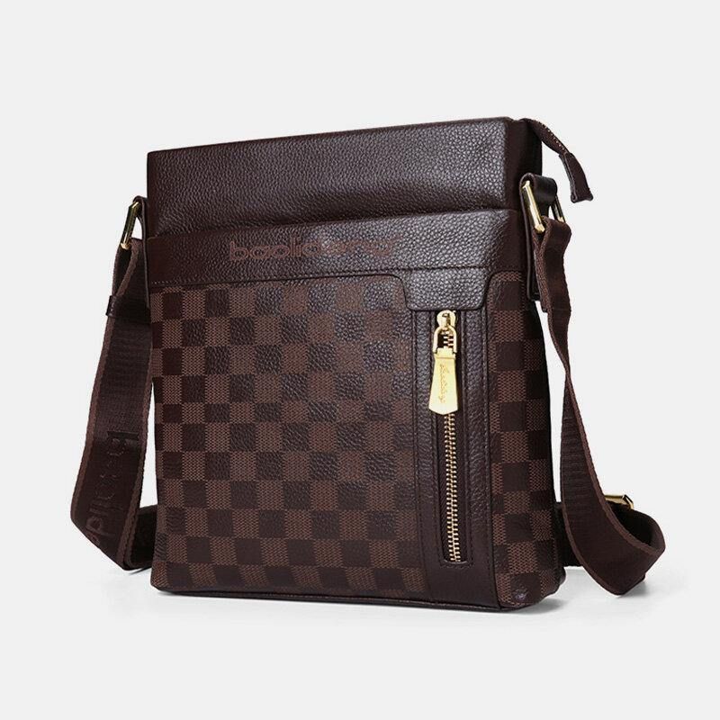 Män Äkta Läder Koläder Anti-Stöld Crossbody Bag Axelväska