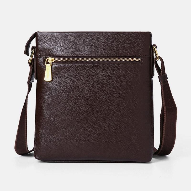 Män Äkta Läder Koläder Anti-Stöld Crossbody Bag Axelväska