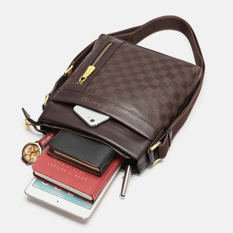 Män Äkta Läder Koläder Anti-Stöld Crossbody Bag Axelväska