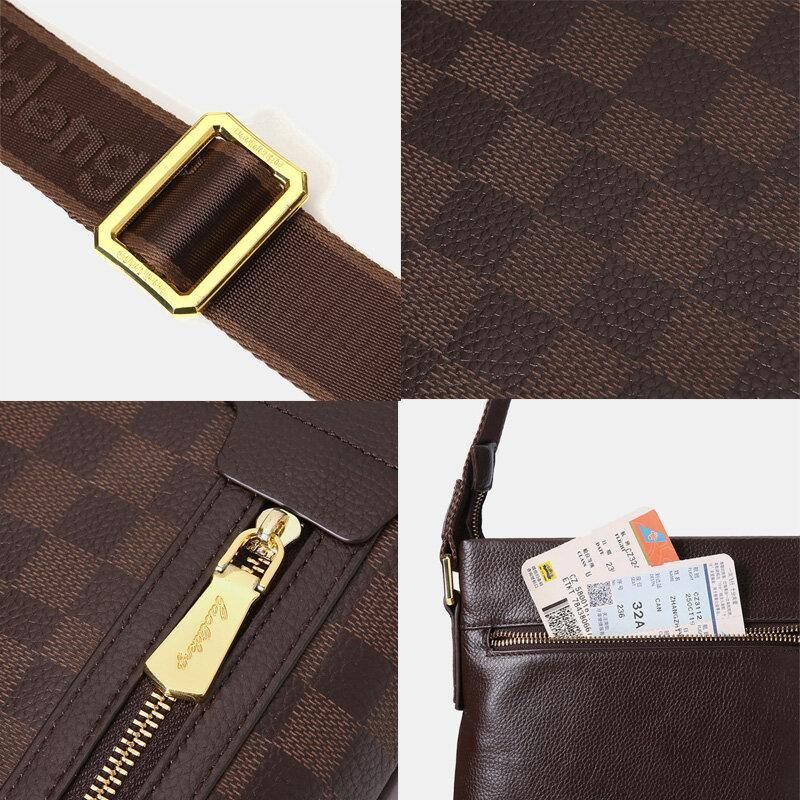 Män Äkta Läder Koläder Anti-Stöld Crossbody Bag Axelväska